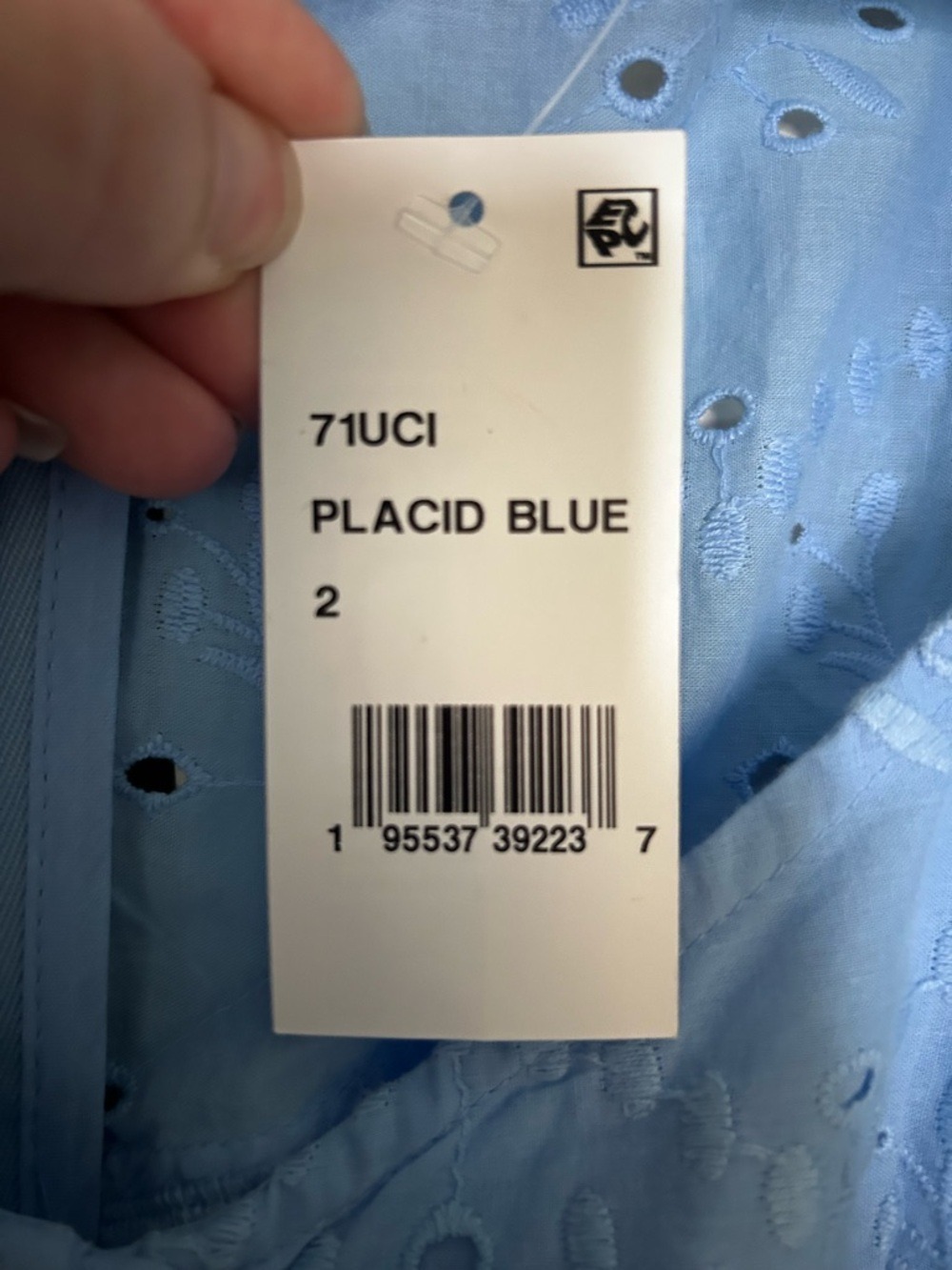 French Connection Blue Eyelet Puff Sleeve Mini Dress Size 2 - Picture 6 of 6